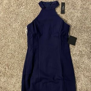 Lulu’s Navy Blue Halter Dress, double line NWT